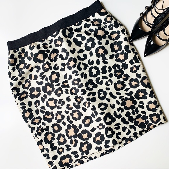 Ann Taylor Dresses & Skirts - ANN TAYLOR Leopard Print Cream Black Pencil Skirt